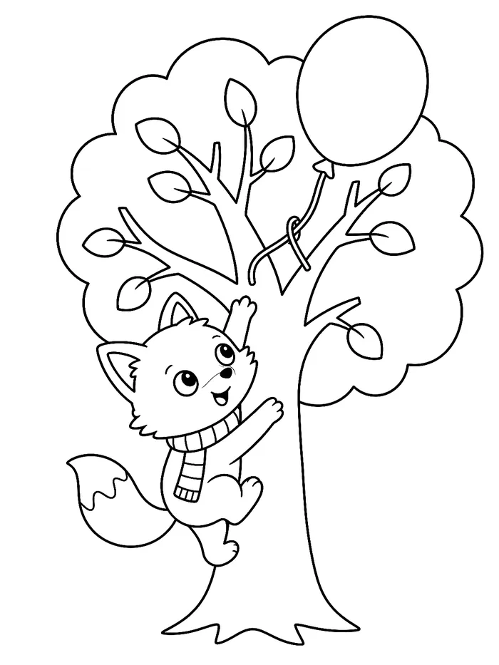 Ausmalbild: Pip klettert auf den Baum